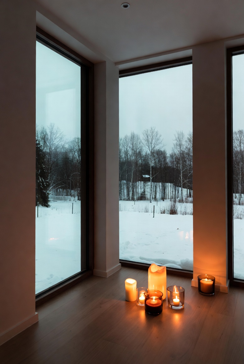 Cozy winter evening with candles Cozy winter evening with candles