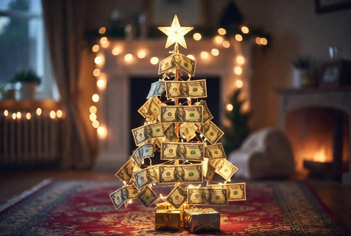 Money christmas tree display Money christmas tree display