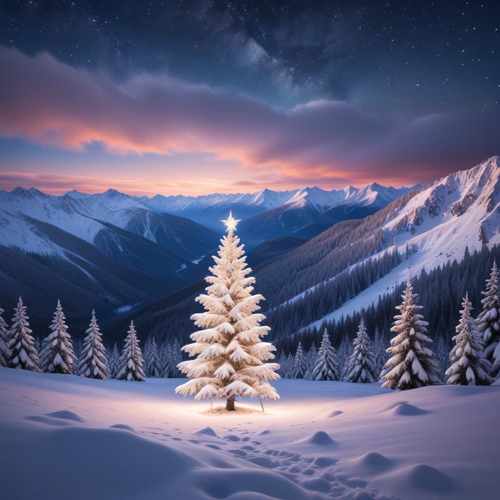 Lighting a winter tree at dusk Lighting a winter tree at dusk