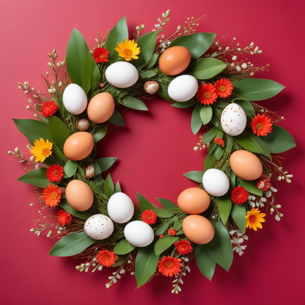 Colorful spring egg wreath display Colorful spring egg wreath display