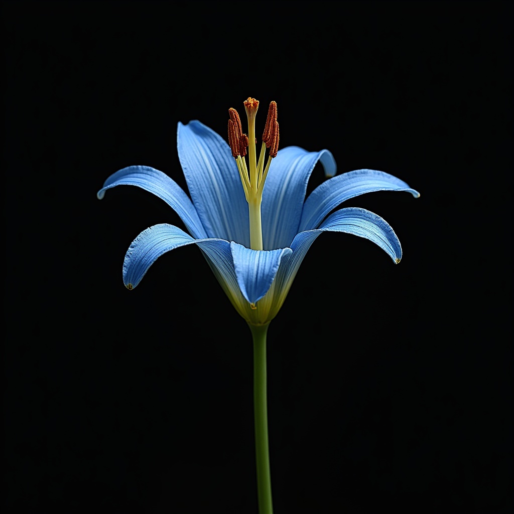 Blue flower against dark background Blue flower against dark background