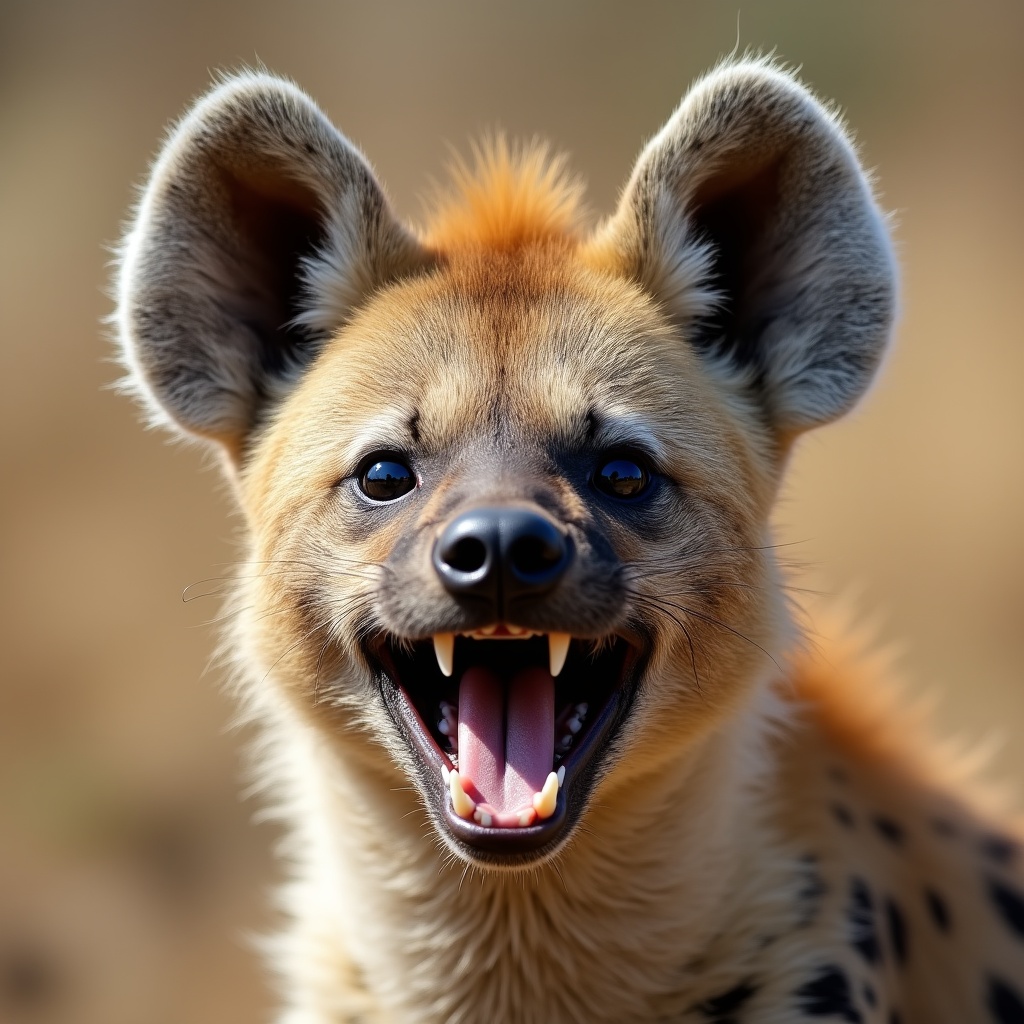 Hyena smiling in natural habitat Hyena smiling in natural habitat