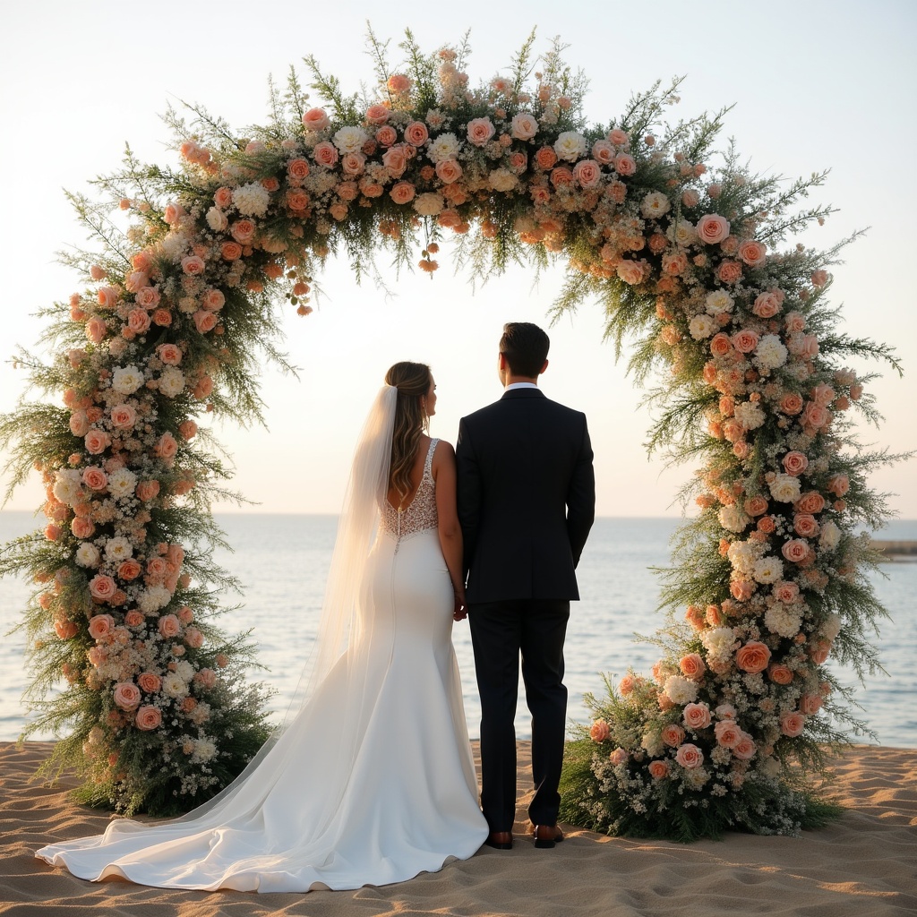 Beautiful beach wedding ceremony scene Beautiful beach wedding ceremony scene