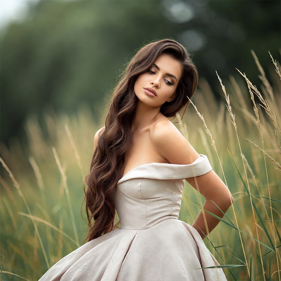 Elegant woman in field Elegant woman in field