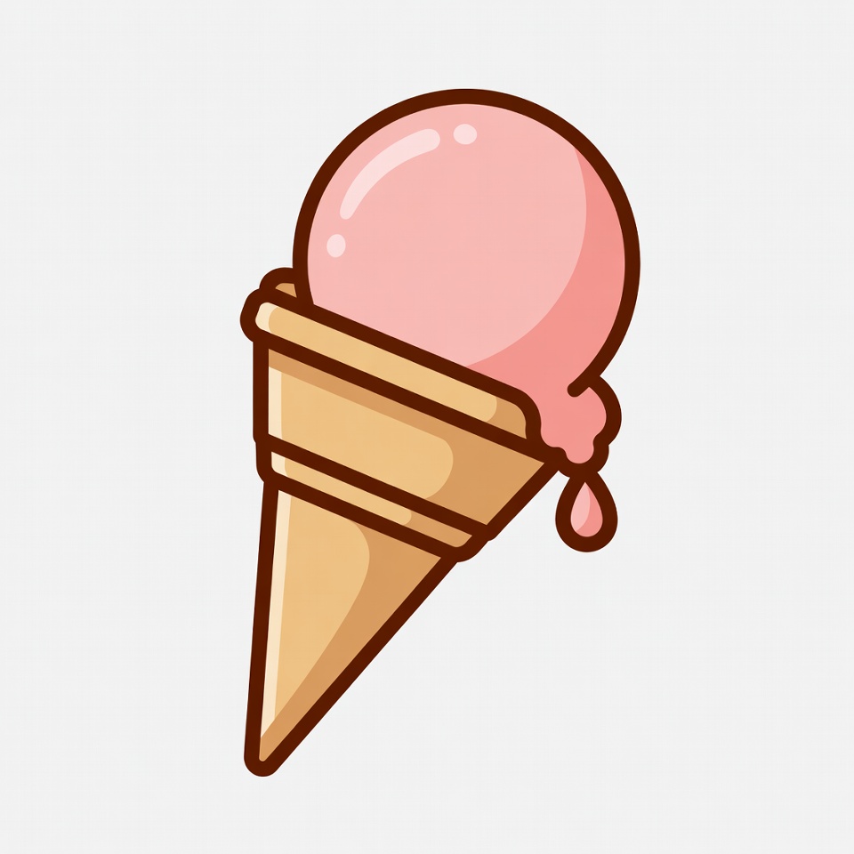 Sweet pink ice cream cone delight Sweet pink ice cream cone delight