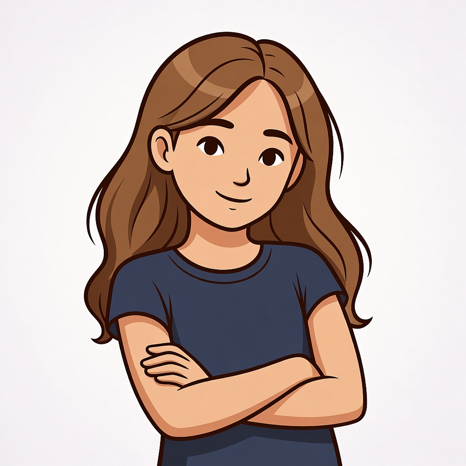 Young girl with long hair smiling confidently Young girl with long hair smiling confidently