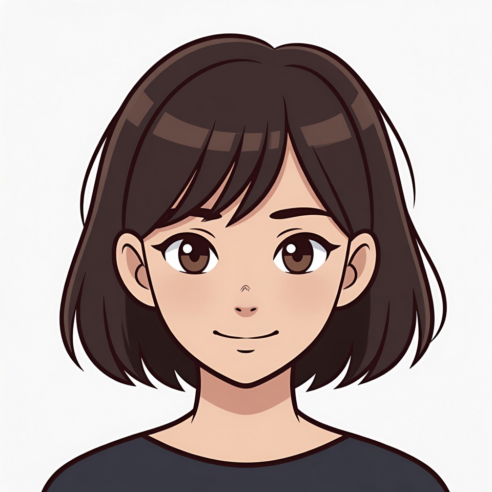 Friendly animated girl with bob haircut Friendly animated girl with bob haircut