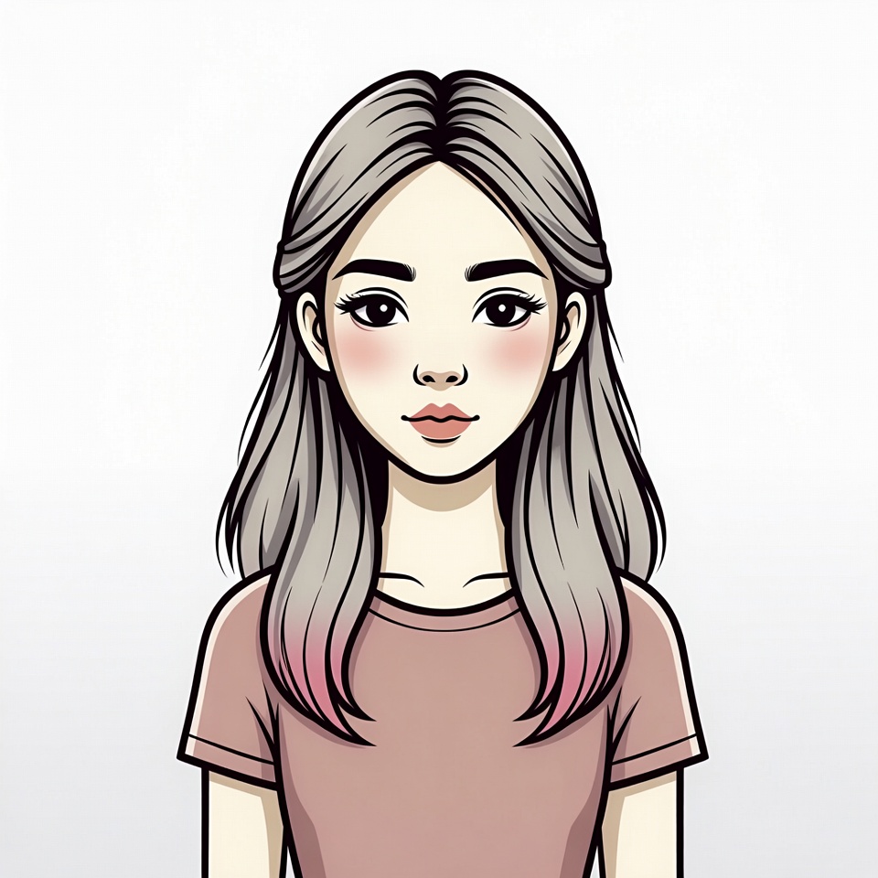 Stylized young woman with gray hair Stylized young woman with gray hair