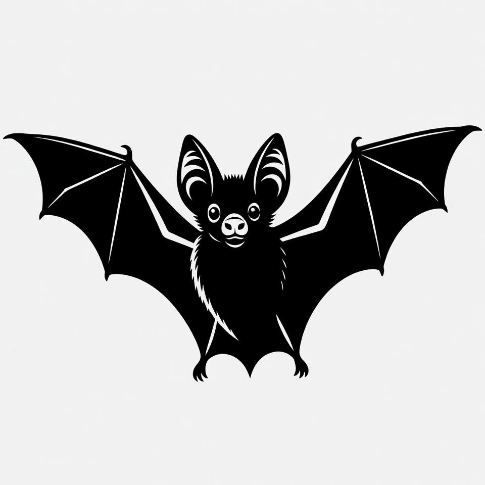 Bat with outstretched wings in black Bat with outstretched wings in black