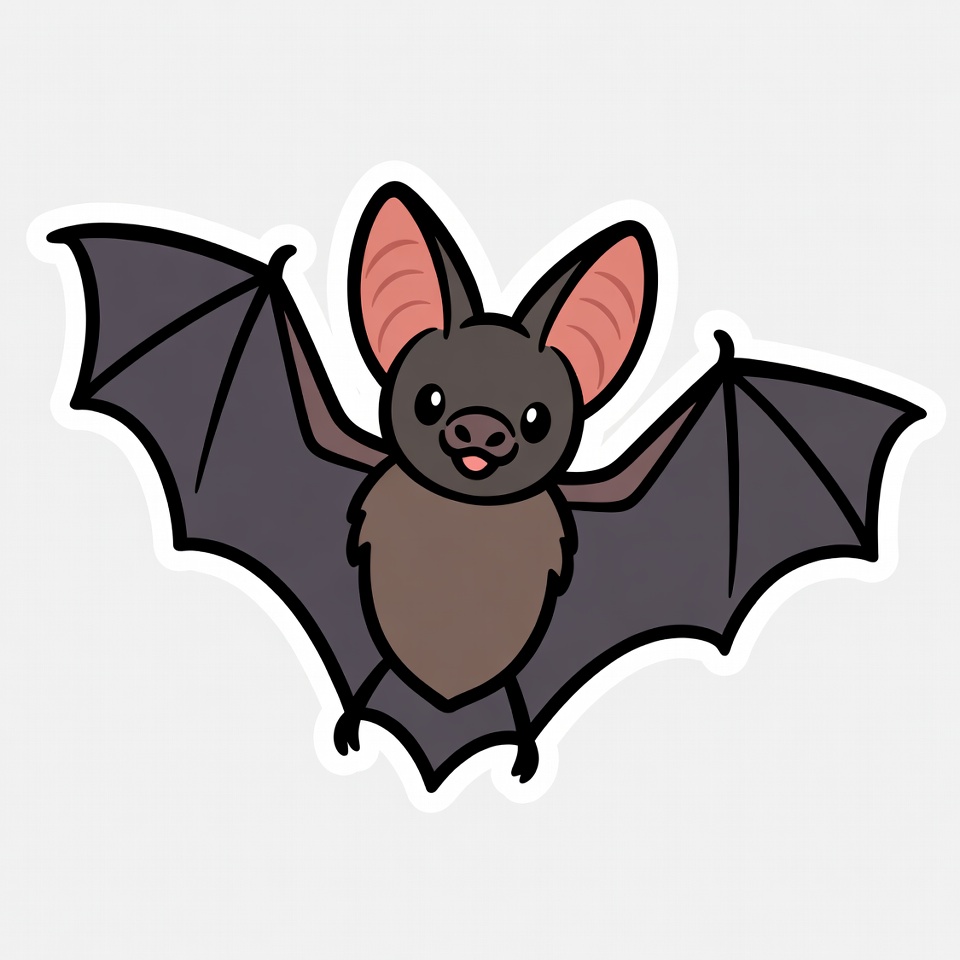 Cute cartoon bat with open wings Cute cartoon bat with open wings