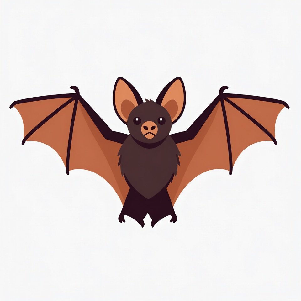 Cute cartoon bat with spread wings Cute cartoon bat with spread wings