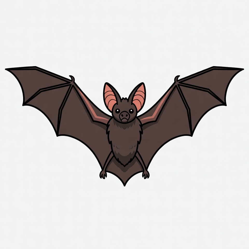 Cartoon bat flying with spread wings Cartoon bat flying with spread wings