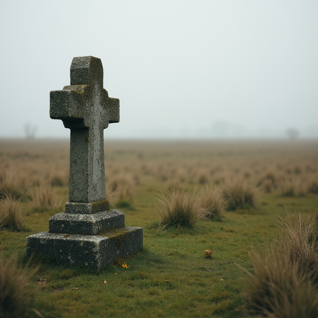 Cross in a foggy field Cross in a foggy field