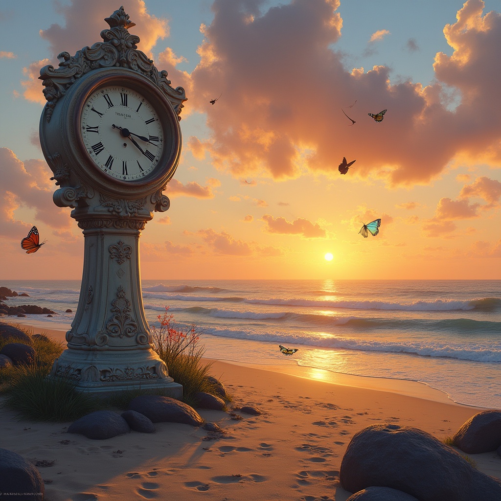 Sunset clock by the beach Sunset clock by the beach