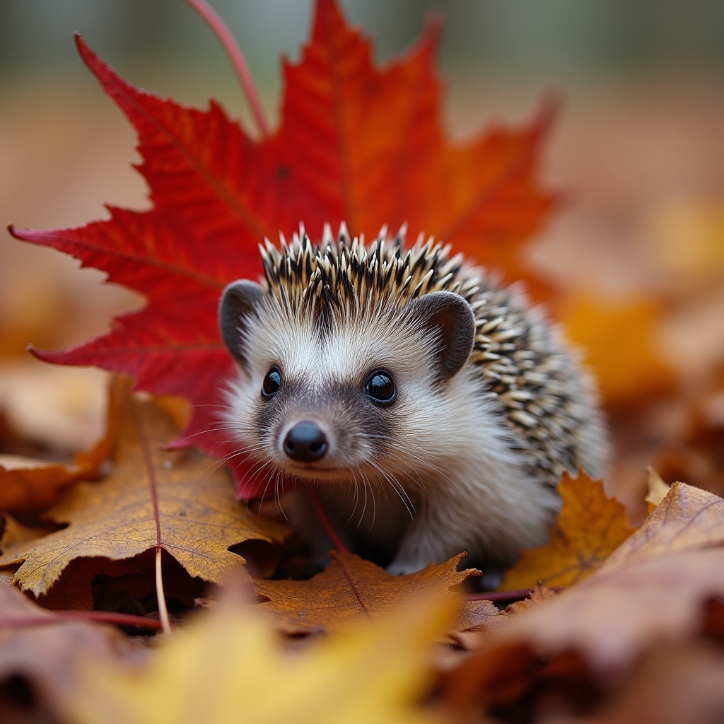 Hedgehog in autumn leaves Hedgehog in autumn leaves