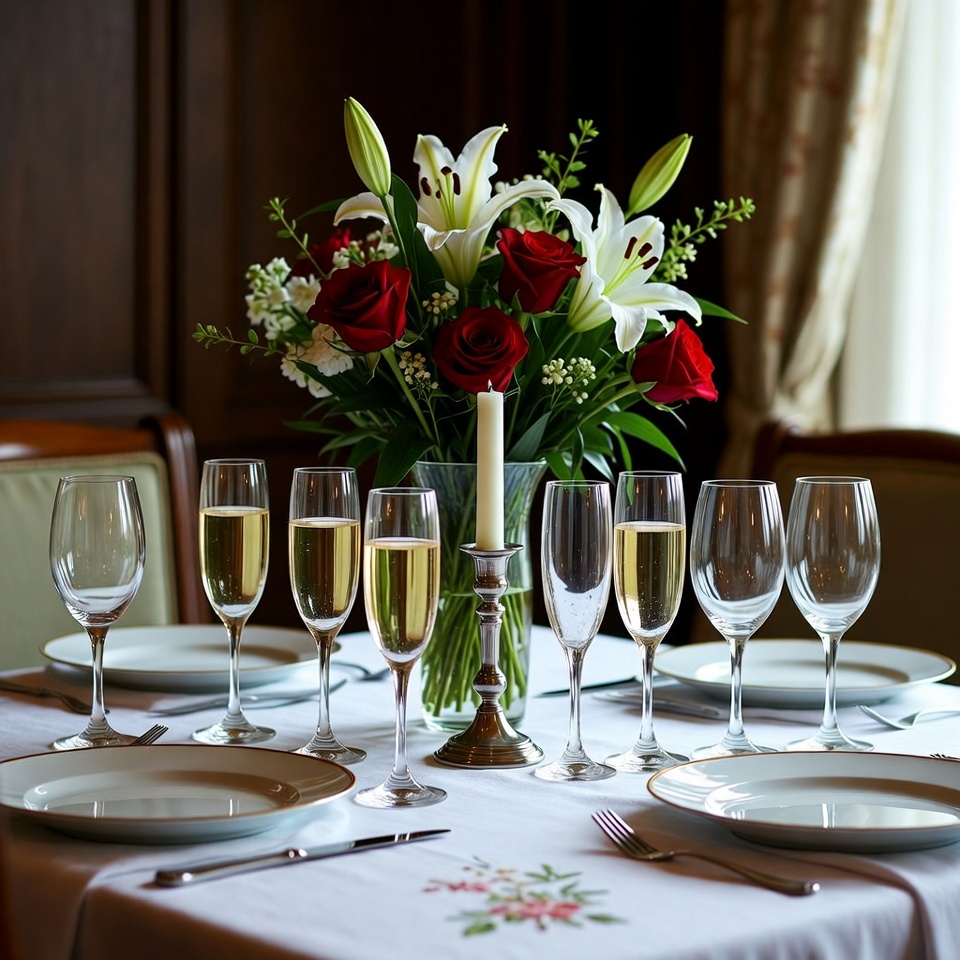 Elegant table setting for celebration event Elegant table setting for celebration event