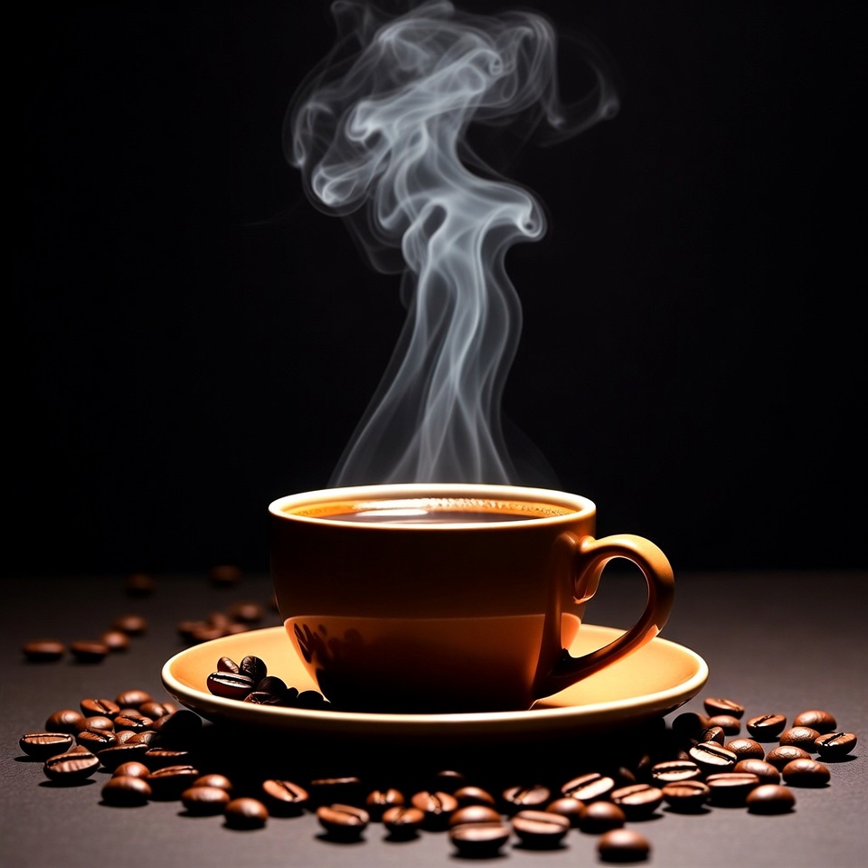 Hot coffee with steam on a table Hot coffee with steam on a table