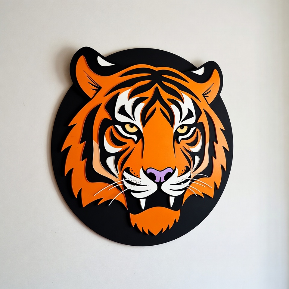 Tiger wall art display in home Tiger wall art display in home