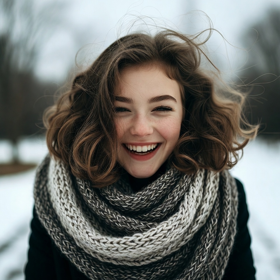 Smiling girl in winter scenery Smiling girl in winter scenery