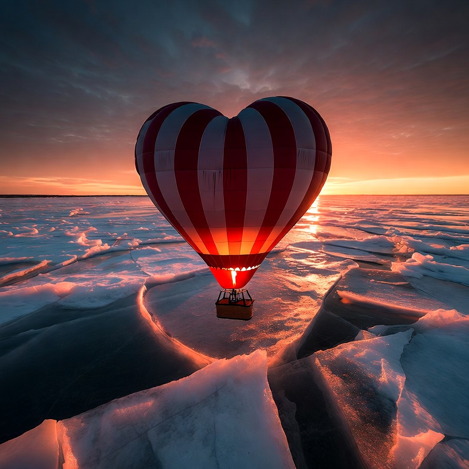 Hot air balloon over ice Hot air balloon over ice