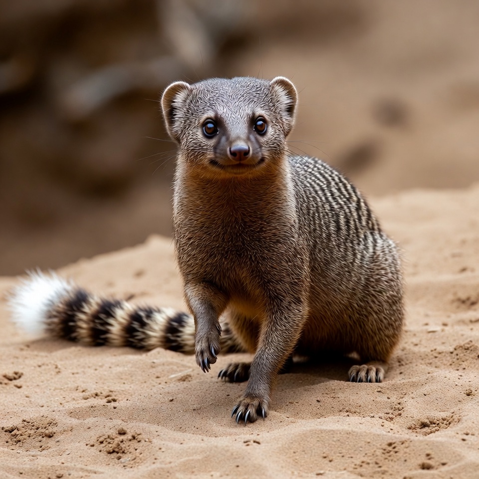Mongoose standing on sandy ground Mongoose standing on sandy ground