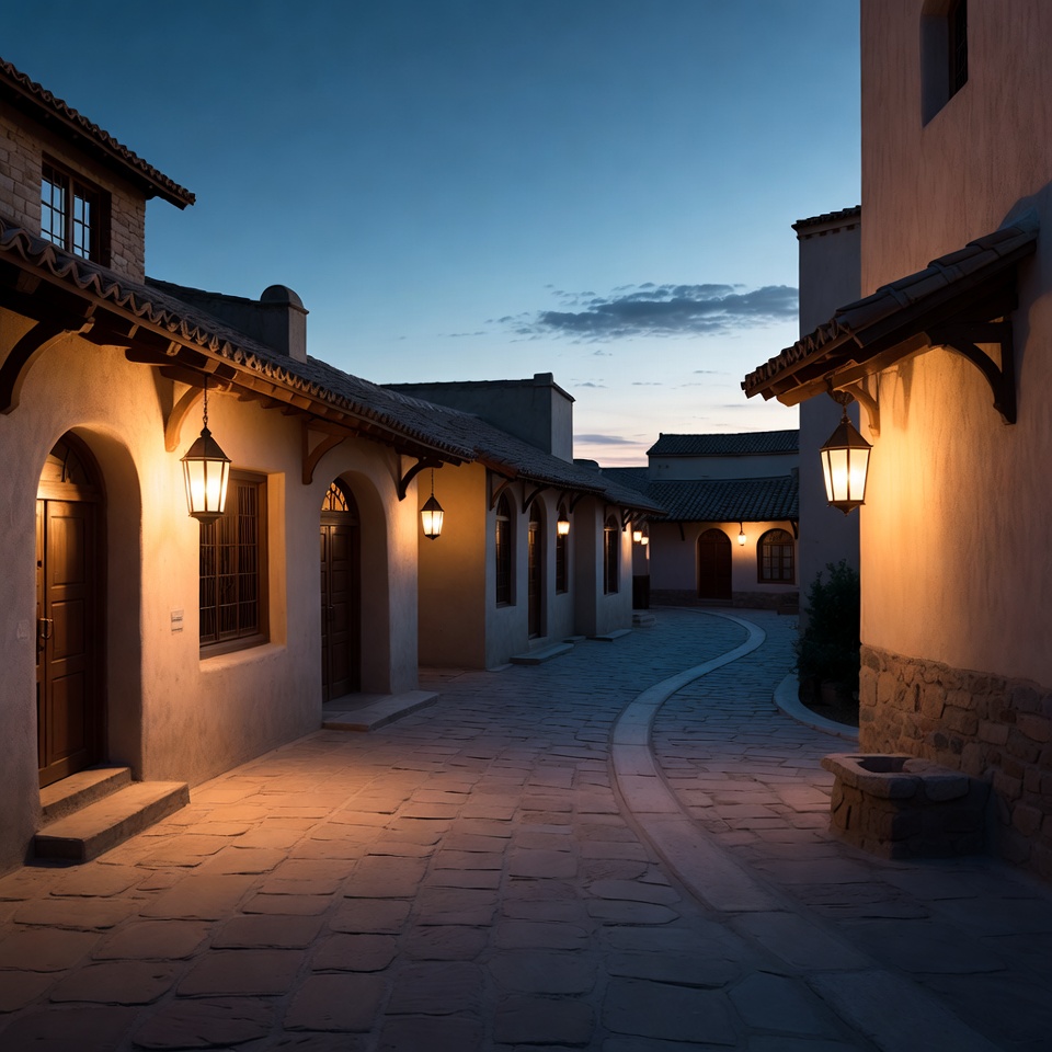 Evening lights in a quiet alleyway Evening lights in a quiet alleyway