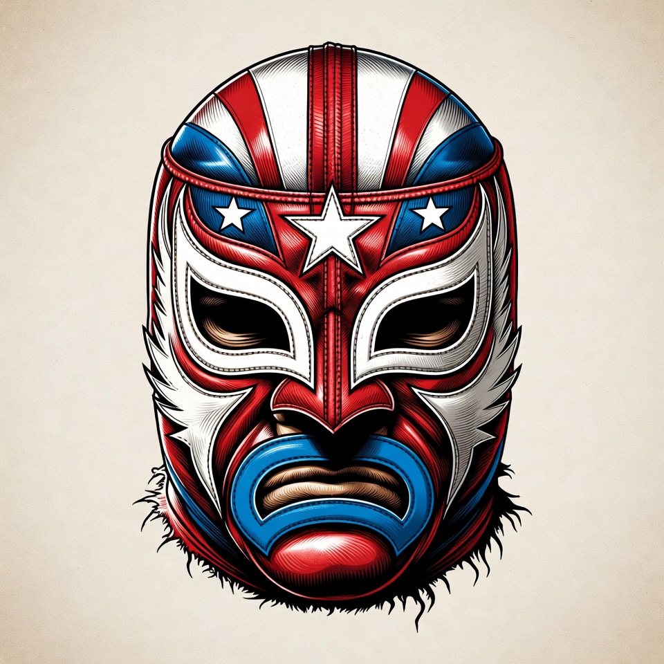 Wrestling mask design with colors and details Wrestling mask design with colors and details