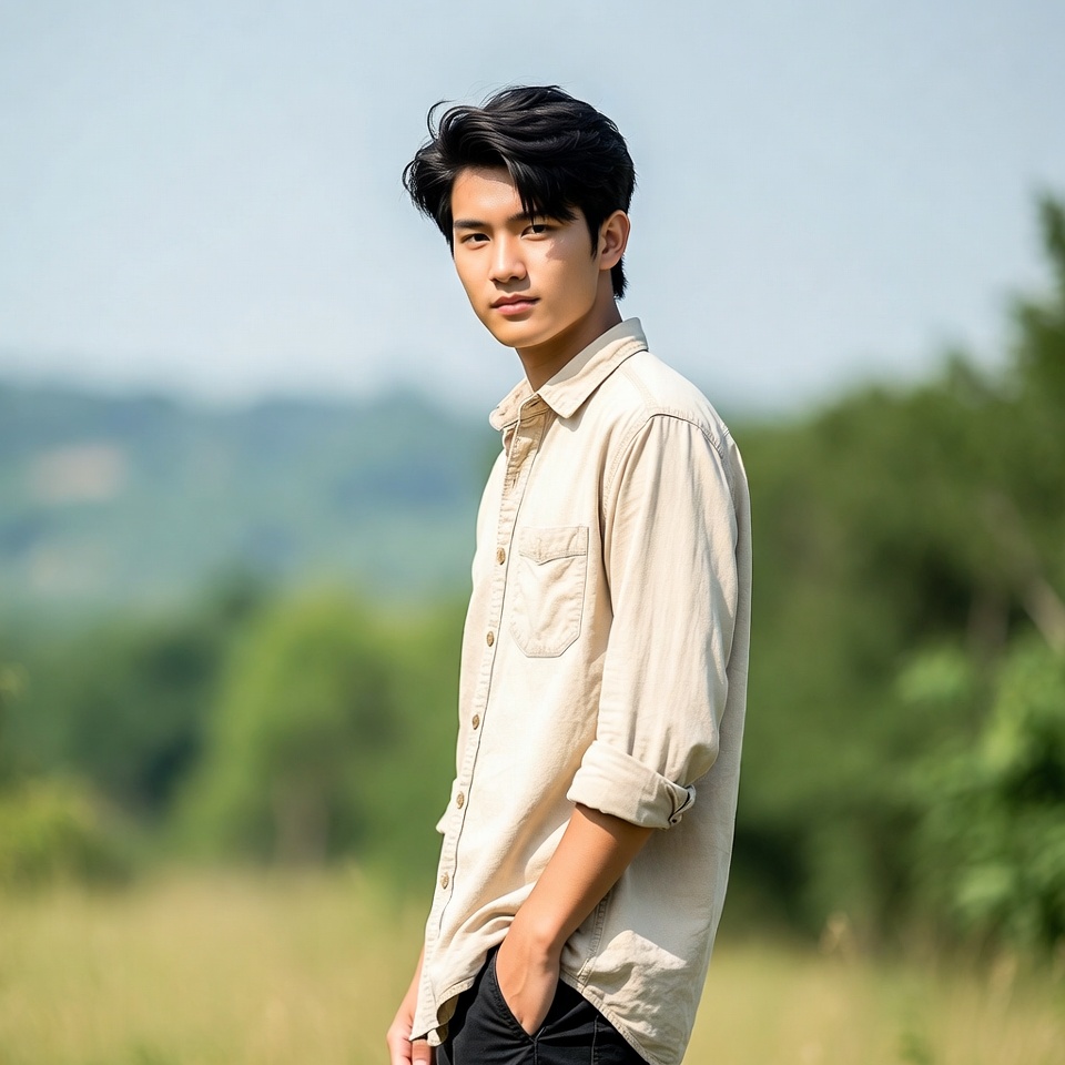 Young man standing in the field Young man standing in the field