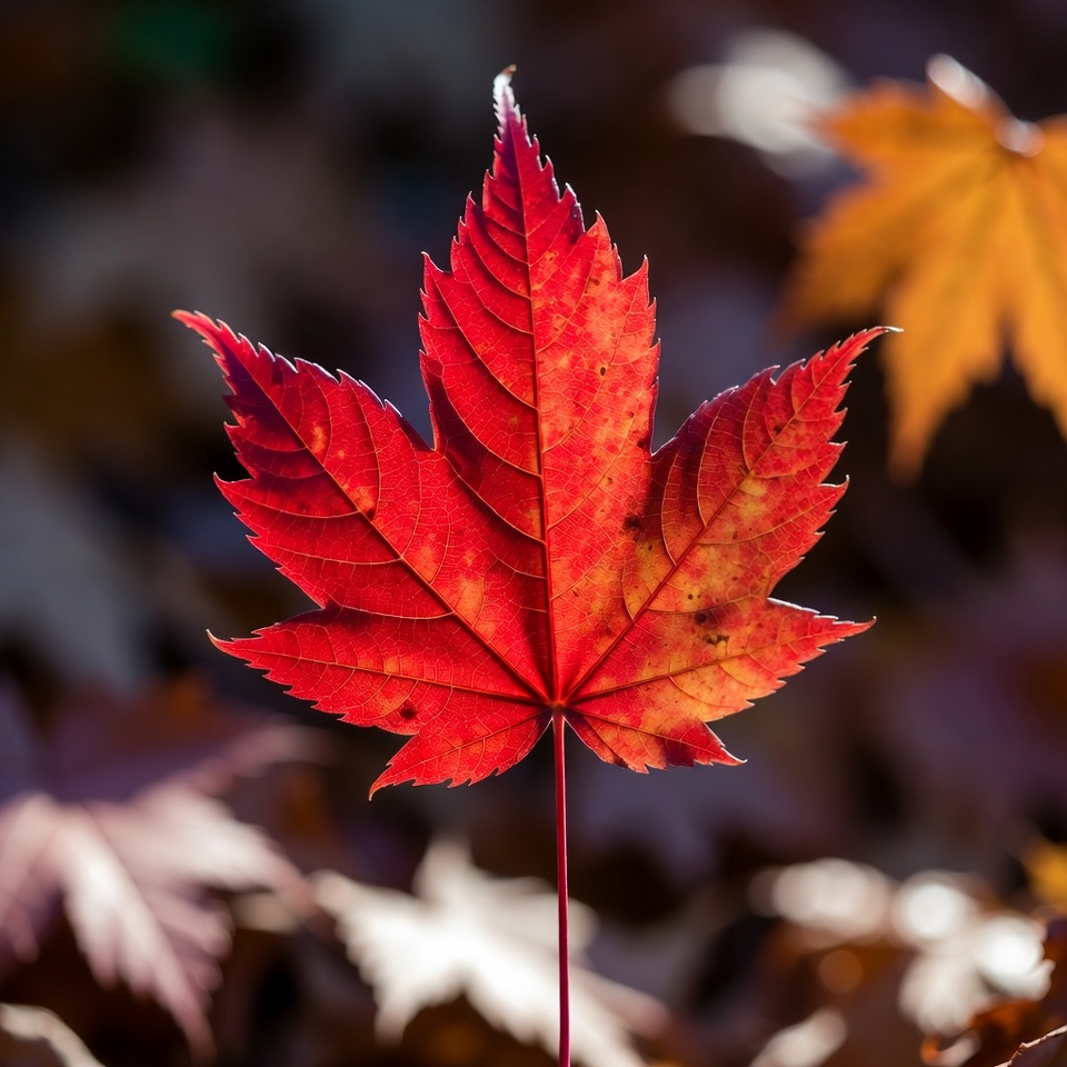 Bright red maple leaf in autumn Bright red maple leaf in autumn