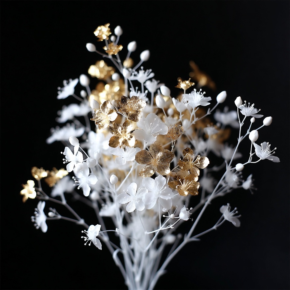 White and gold dried flower arrangement White and gold dried flower arrangement