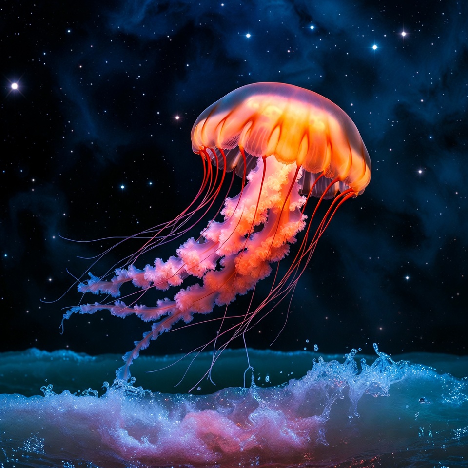 Jellyfish swimming in dark water Jellyfish swimming in dark water