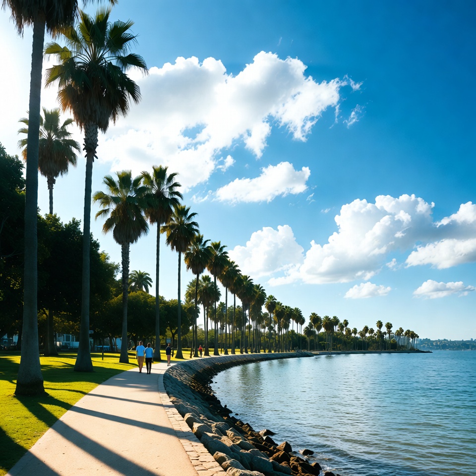 Walk along the palm tree path Walk along the palm tree path