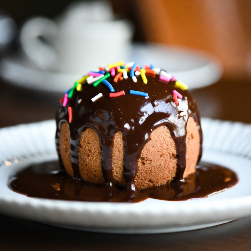 Chocolate dessert with sprinkles on plate Chocolate dessert with sprinkles on plate