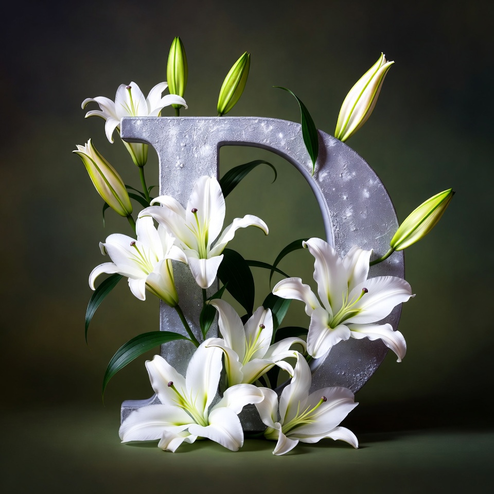 Flowers arranged around letter d Flowers arranged around letter d