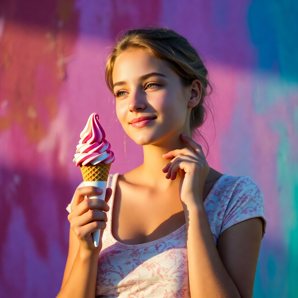Young girl enjoying ice cream Young girl enjoying ice cream