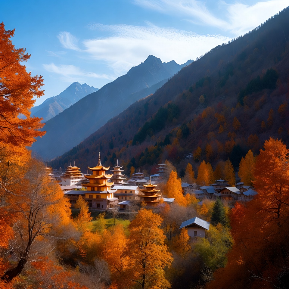 Autumn colors in mountain village Autumn colors in mountain village