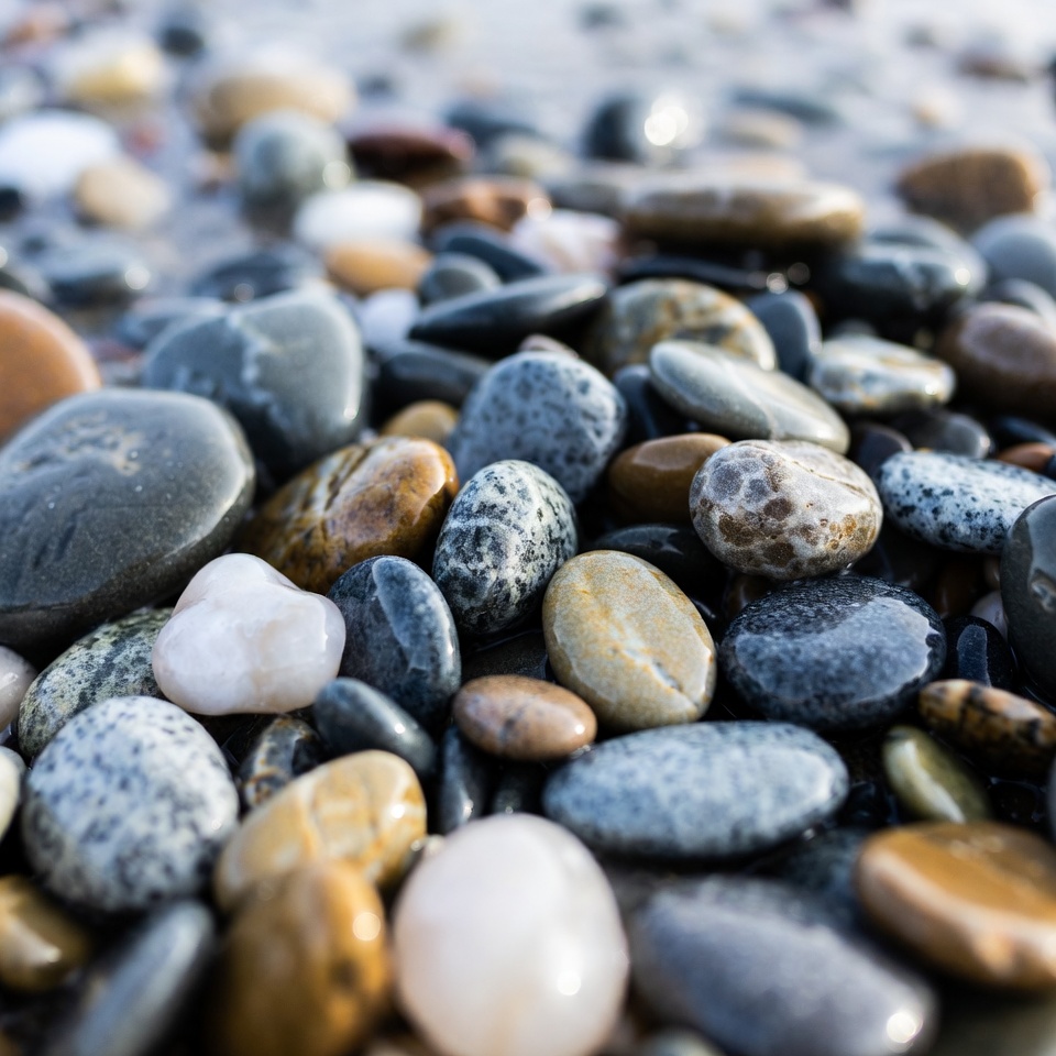 Colorful pebbles on the shore Colorful pebbles on the shore