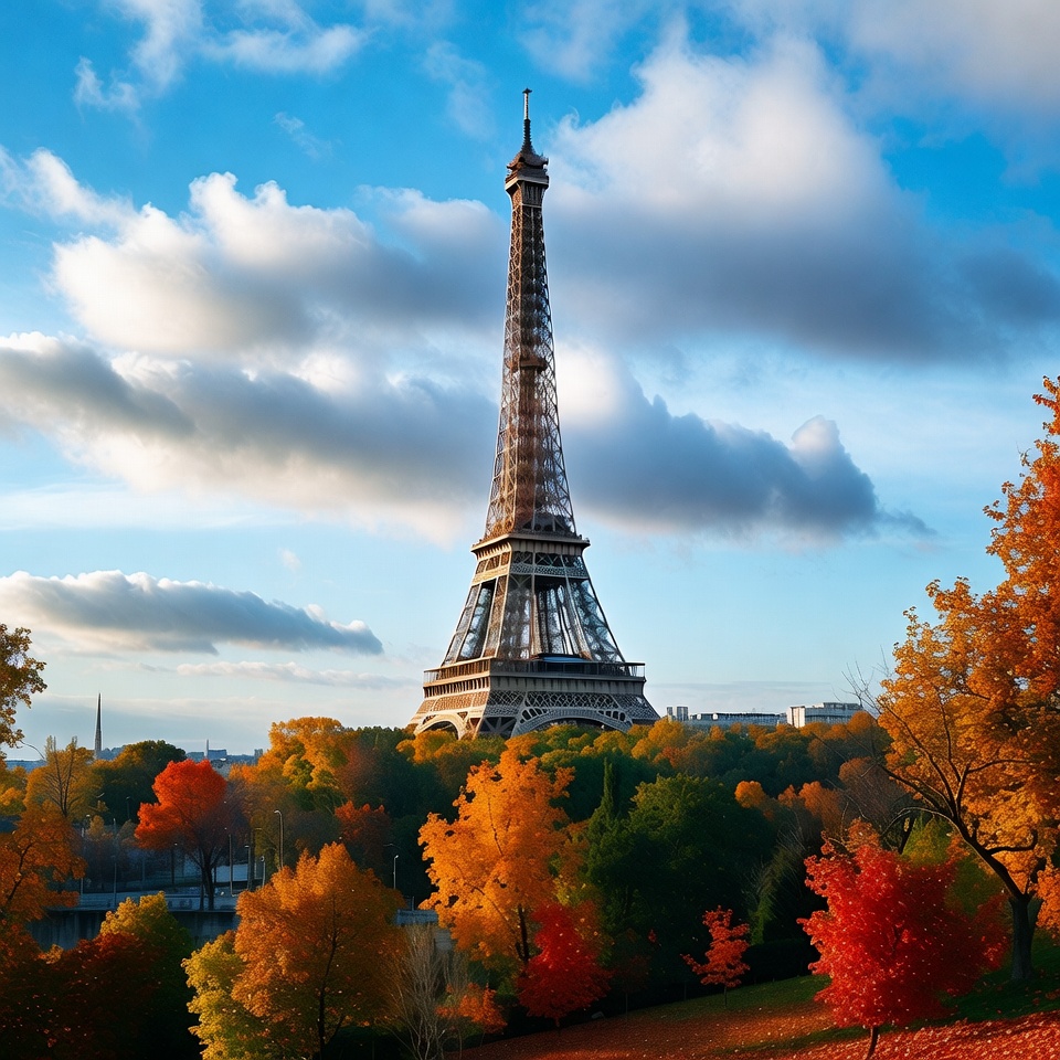 Eiffel tower in autumn trees during daylight Eiffel tower in autumn trees during daylight