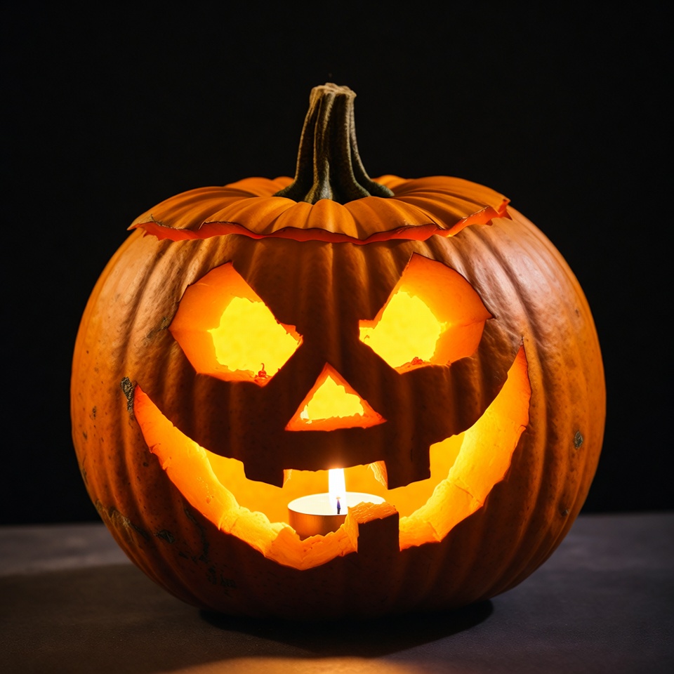 Carved pumpkin with candle light Carved pumpkin with candle light