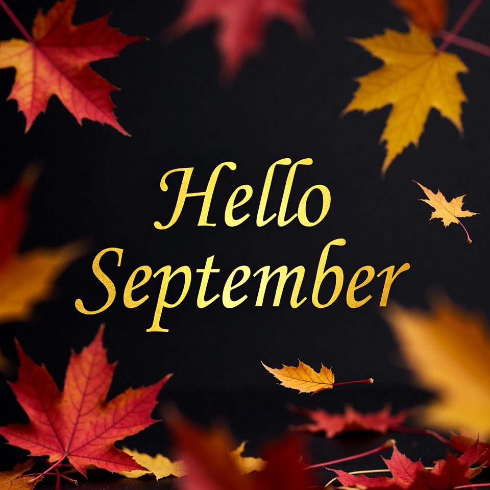Welcome september with falling leaves Welcome september with falling leaves