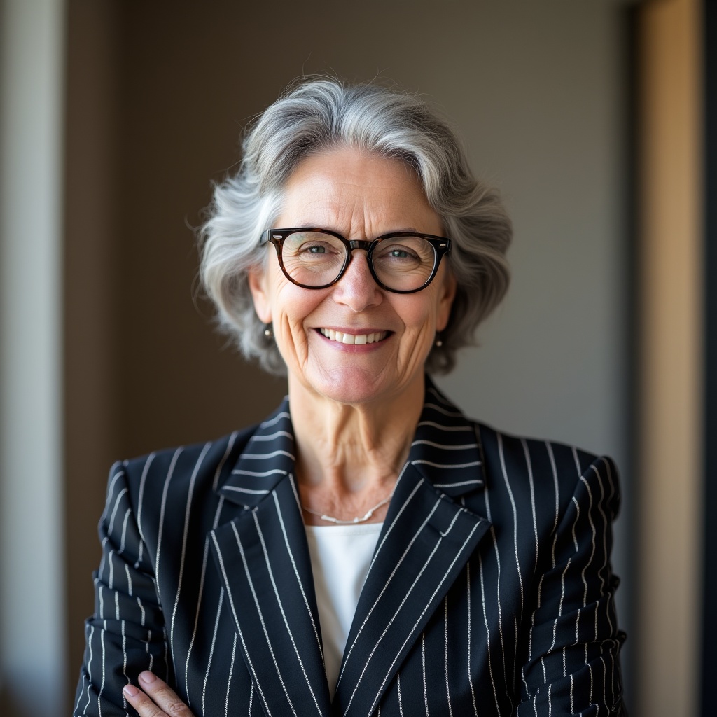 Confident woman in business suit smiling Confident woman in business suit smiling