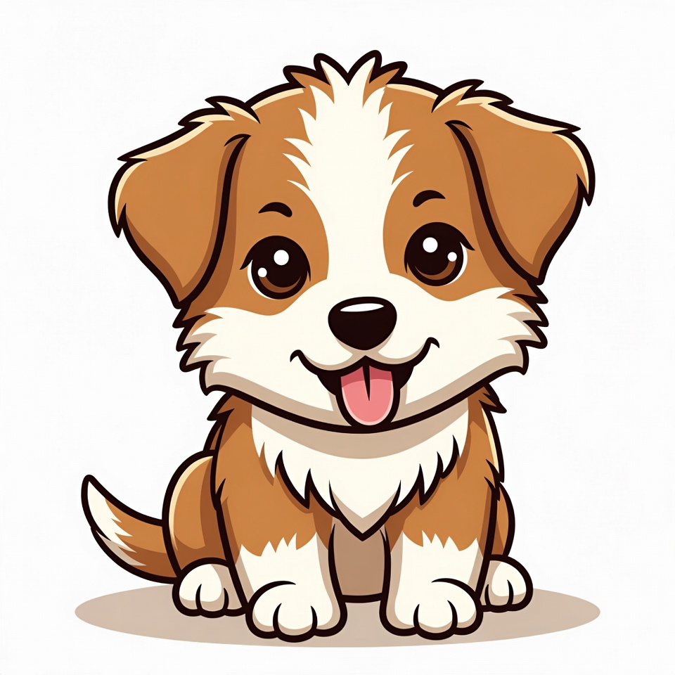 Cute brown and white puppy sitting Cute brown and white puppy sitting