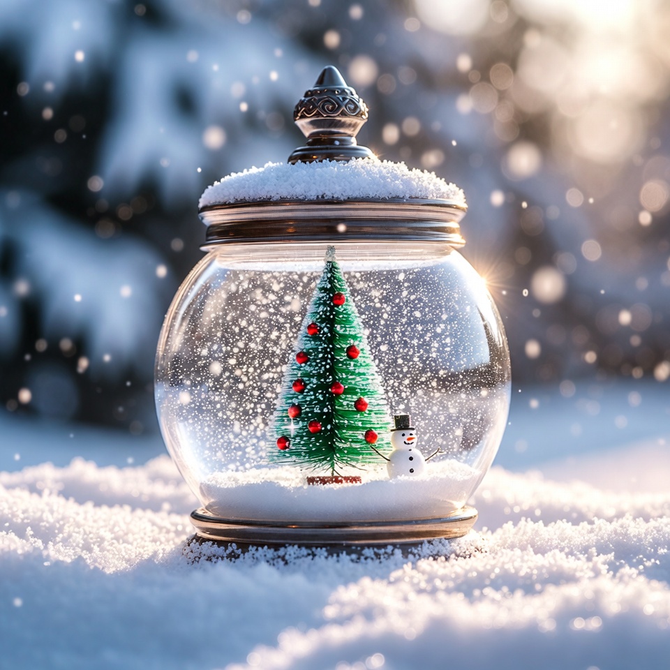 Snow globe with tree and snowman Snow globe with tree and snowman