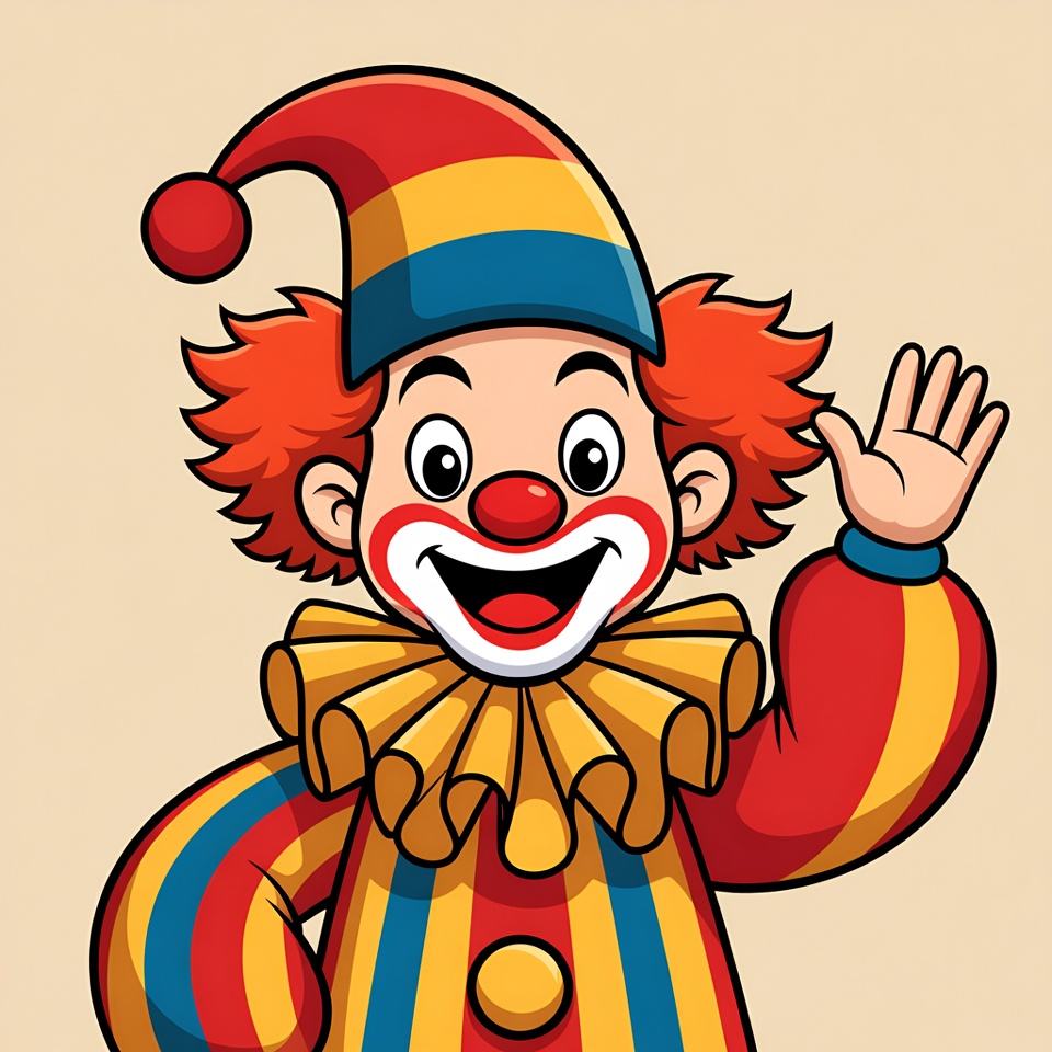 Clown with cheerful smile and colorful outfit Clown with cheerful smile and colorful outfit