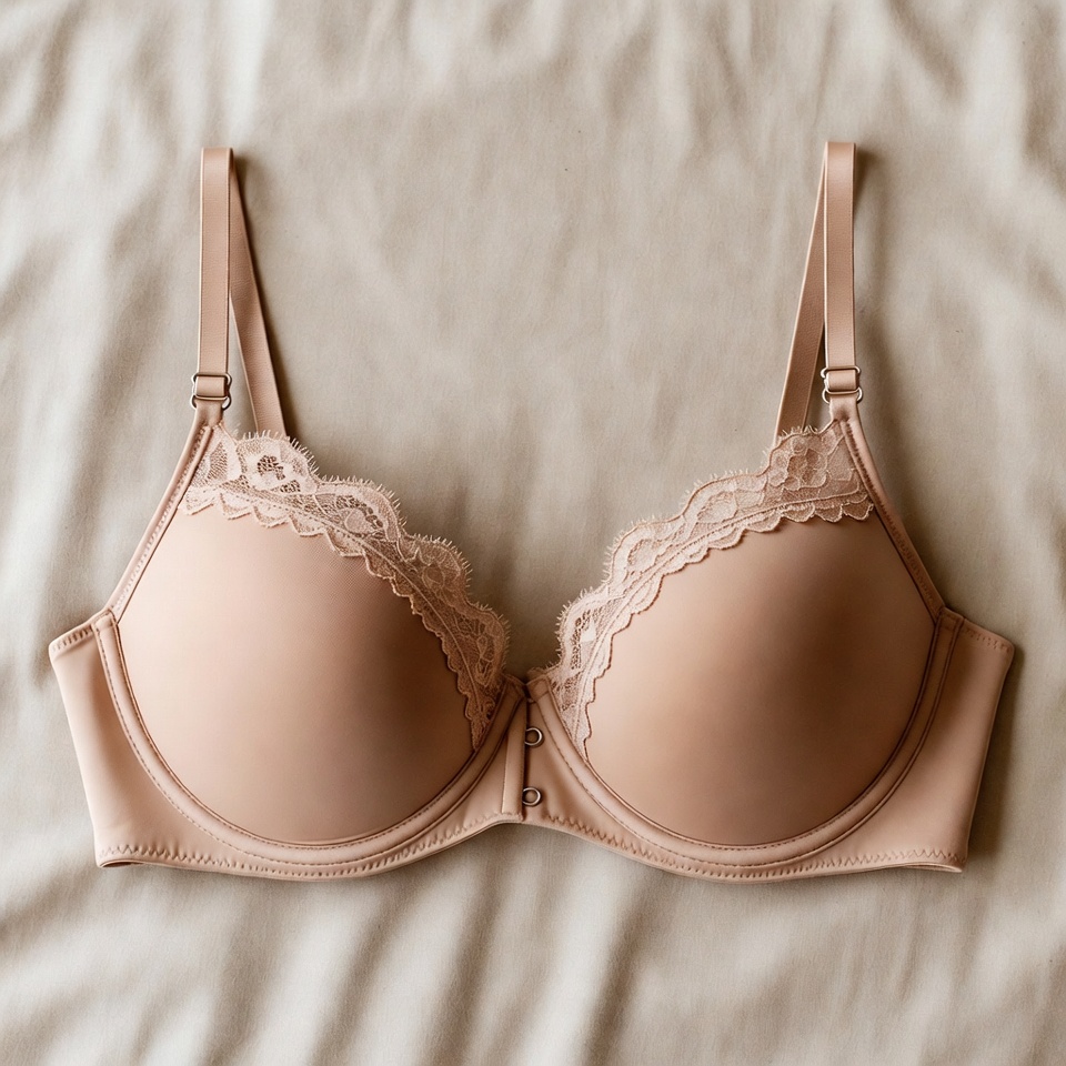 Bra on beige fabric background Bra on beige fabric background