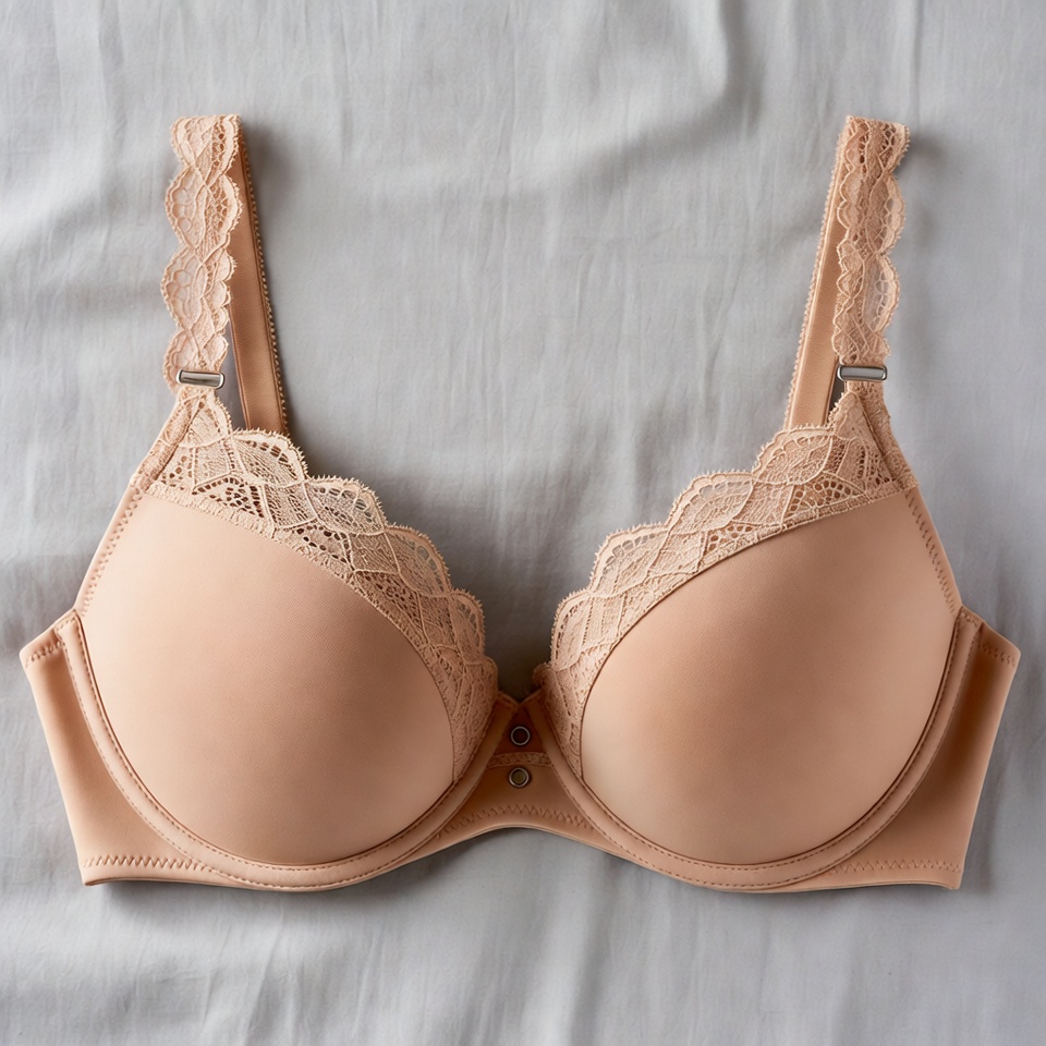 Bra with lace details on a gray background Bra with lace details on a gray background