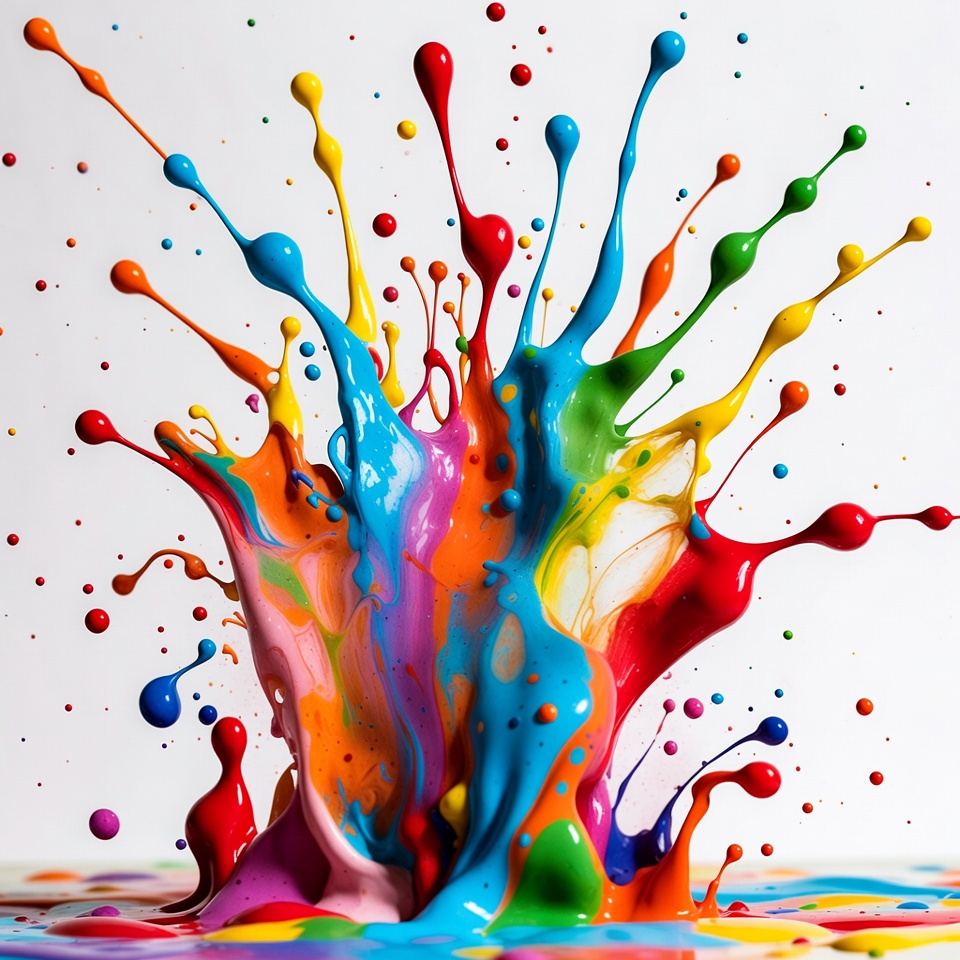 Colorful paint splash creates dynamic scene Colorful paint splash creates dynamic scene