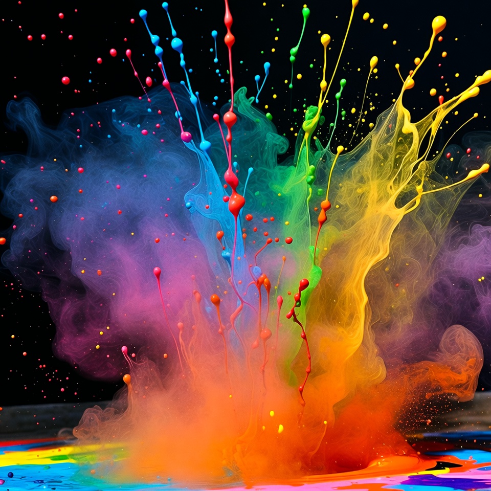 Colorful splash of paint in motion Colorful splash of paint in motion