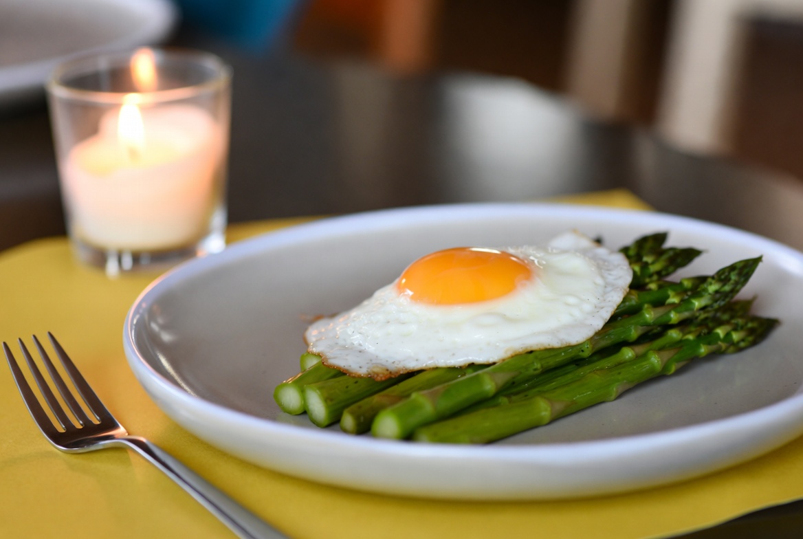 Breakfast with asparagus and egg Breakfast with asparagus and egg
