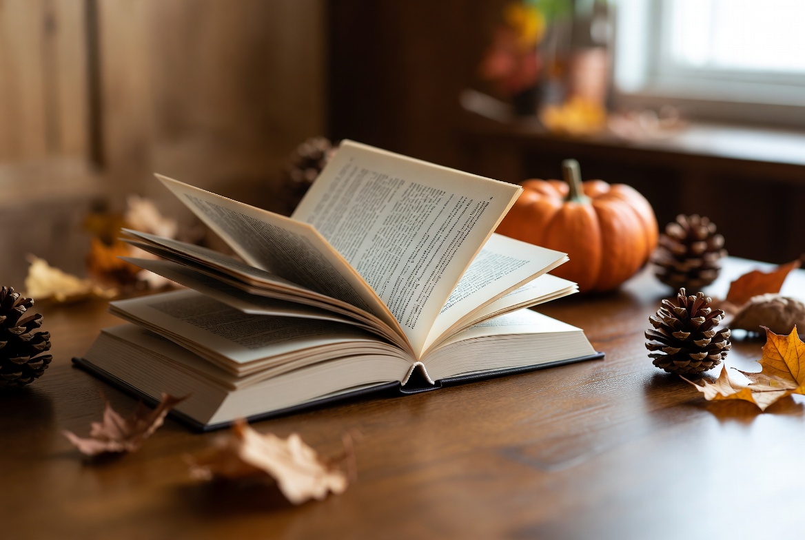 Open book on wooden table Open book on wooden table